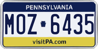 PA license plate MOZ6435
