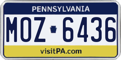 PA license plate MOZ6436
