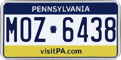 PA license plate MOZ6438