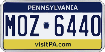 PA license plate MOZ6440