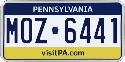 PA license plate MOZ6441