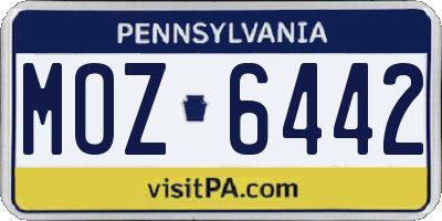 PA license plate MOZ6442