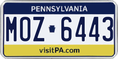 PA license plate MOZ6443