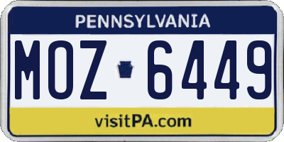 PA license plate MOZ6449