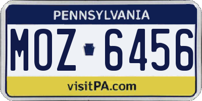 PA license plate MOZ6456