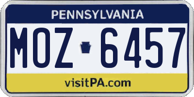 PA license plate MOZ6457