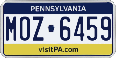PA license plate MOZ6459