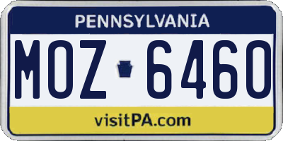 PA license plate MOZ6460