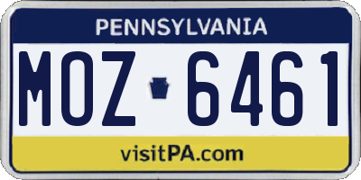 PA license plate MOZ6461