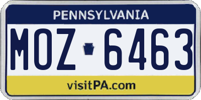 PA license plate MOZ6463