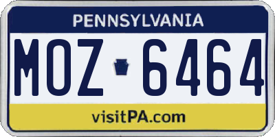 PA license plate MOZ6464