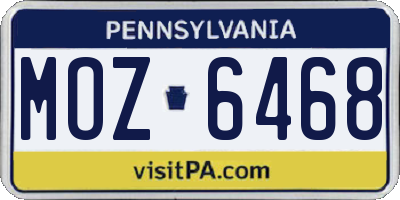 PA license plate MOZ6468