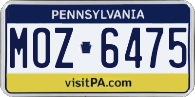 PA license plate MOZ6475