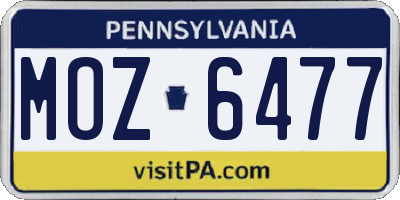 PA license plate MOZ6477
