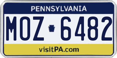 PA license plate MOZ6482