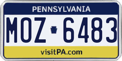 PA license plate MOZ6483