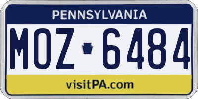 PA license plate MOZ6484