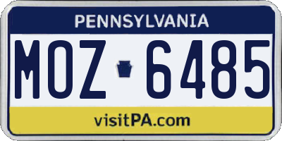 PA license plate MOZ6485