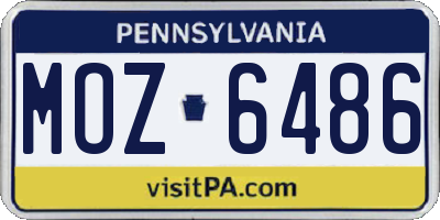 PA license plate MOZ6486