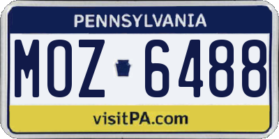 PA license plate MOZ6488