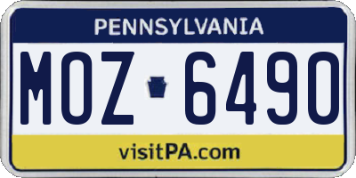 PA license plate MOZ6490