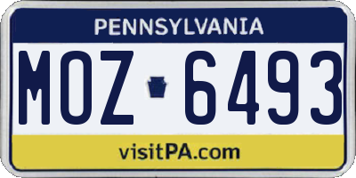 PA license plate MOZ6493
