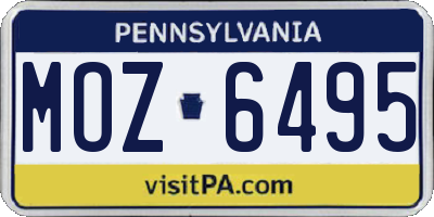 PA license plate MOZ6495