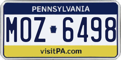 PA license plate MOZ6498