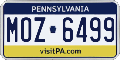 PA license plate MOZ6499