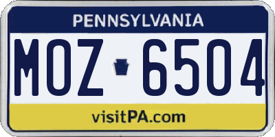 PA license plate MOZ6504