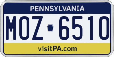 PA license plate MOZ6510