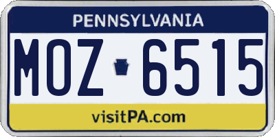 PA license plate MOZ6515