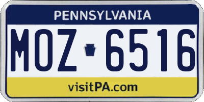 PA license plate MOZ6516