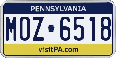PA license plate MOZ6518