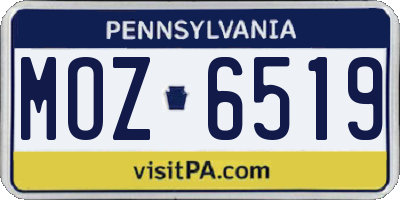 PA license plate MOZ6519