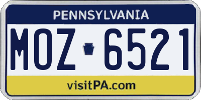 PA license plate MOZ6521