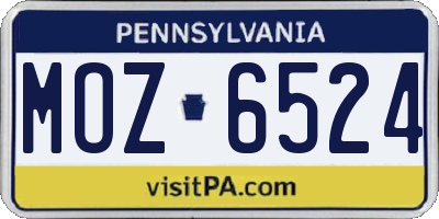 PA license plate MOZ6524