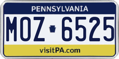PA license plate MOZ6525