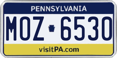 PA license plate MOZ6530