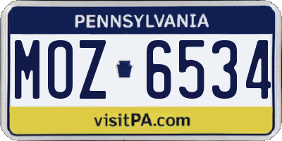 PA license plate MOZ6534