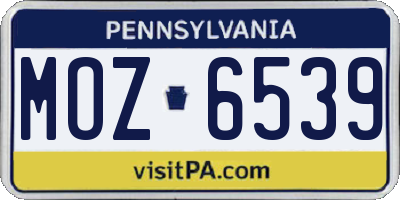 PA license plate MOZ6539