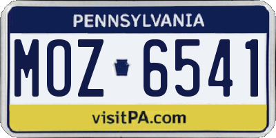 PA license plate MOZ6541