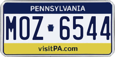 PA license plate MOZ6544