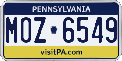 PA license plate MOZ6549