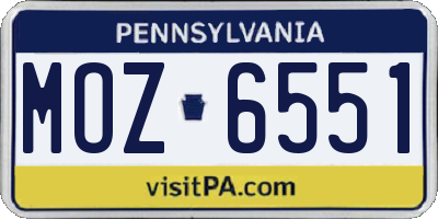 PA license plate MOZ6551