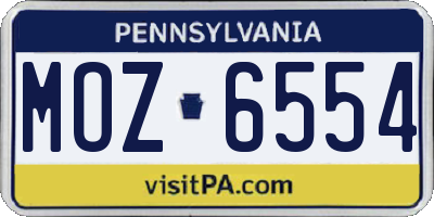 PA license plate MOZ6554