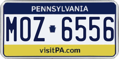 PA license plate MOZ6556