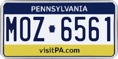 PA license plate MOZ6561