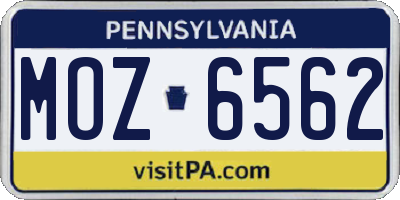 PA license plate MOZ6562