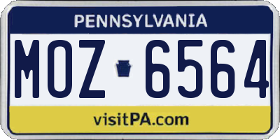 PA license plate MOZ6564